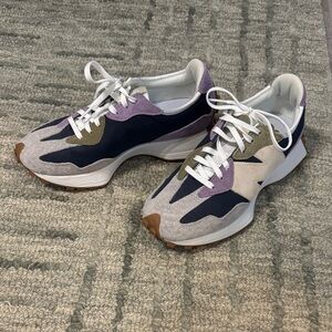 New Balance Women's White Navy Purple Suede & Mesh Sneakers